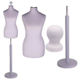 Display Guru Female Uk Size 10/12 Dressmakers Tailors Dummy Mannequin , Sliver Torso Bust with Silver Wood Round Base
